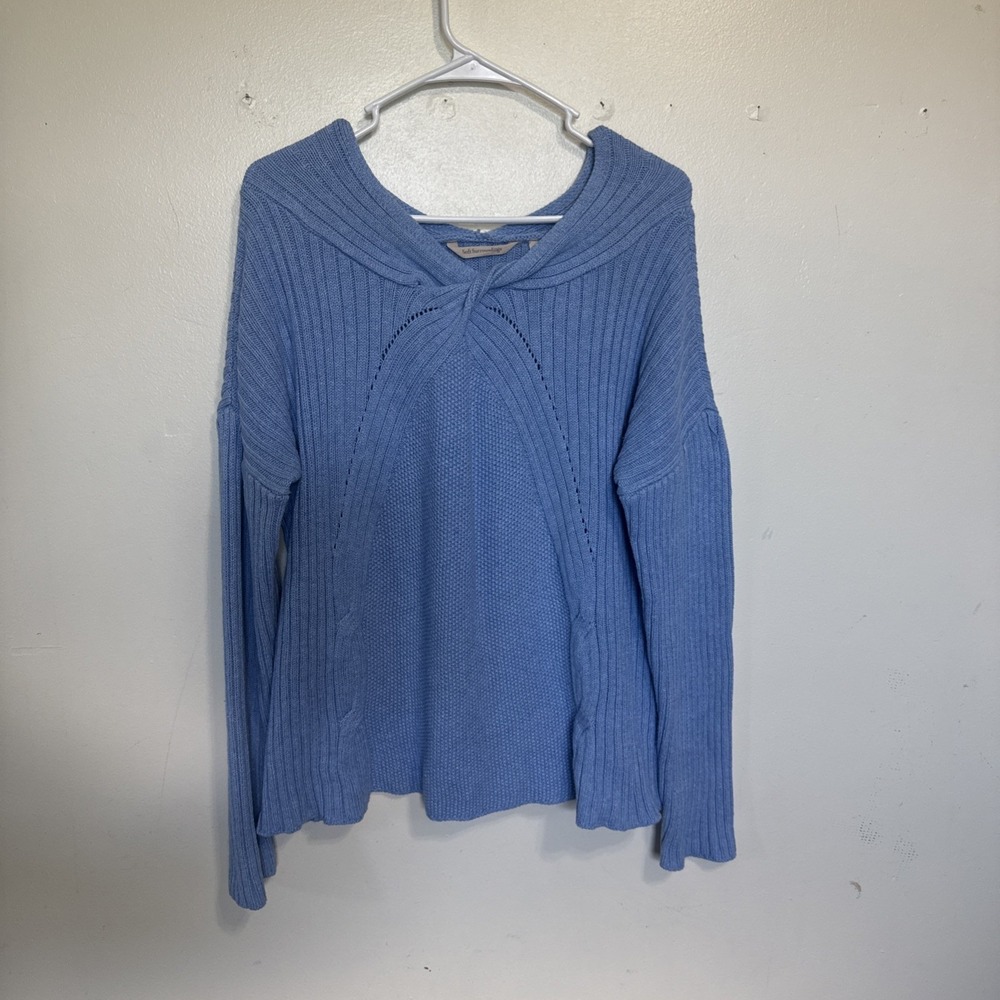 Soft Surroundings Women's Blue Knit Sweater Twist Neck Size XL
